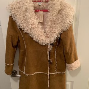 Sundance Gwyneth Shearling Coat / tan suede NWT